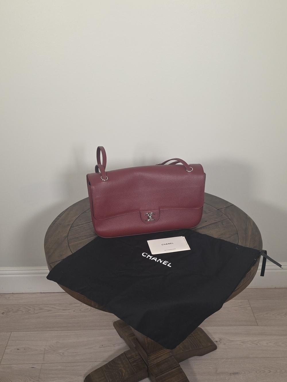 Chanel Burgundy Leather Flap Shoulder Bag - Picture 1 of 3